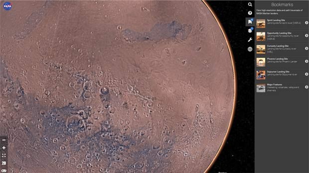 Mapa interativo Mars Trek mostra detalhes da superfície de Marte (Foto: Reprodução/ Mars Trek)