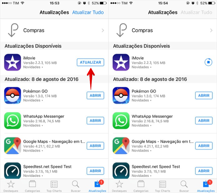 Baixando e instalando a atualização do iMovie (Foto: Reprodução/Helito Bijora)