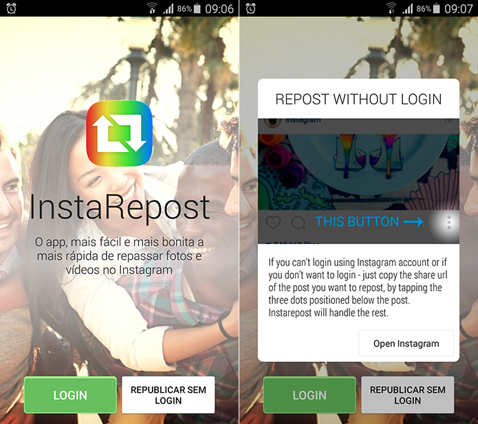 InstaRepost permite que você reposte imagens e vídeos de outras pessoas no seu perfil (Foto: Reprodução/Filipe Garrett)