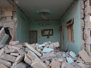 Casa destruída em Aleppo (Foto: Gabriel Chaim/G1)