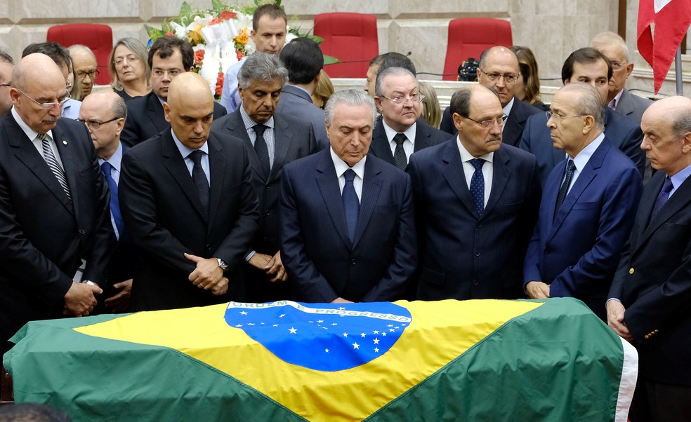 O presidente do Brasil, Michel Temer, participa do velório de Teori Zavascki, ministro do Supremo Tribunal Federal, neste sábado (21) (Foto: REUTERS/Diego Vara TPX IMAGES OF THE DAY)
