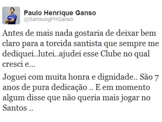 Ganso twitter Santos (Foto: Reprodução / Twitter)