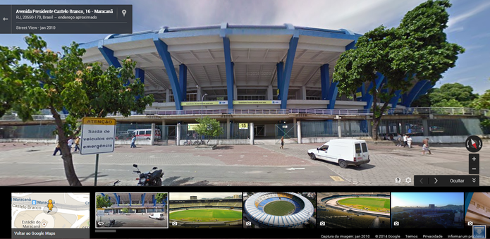 Google Maps não é rede social, mas permite que usuários tenham acesso a fotos e informações sobre estádios (Foto: Reprodução/Google)