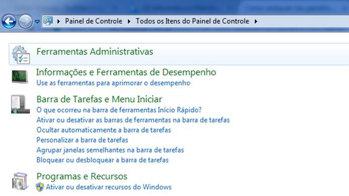 Ferramentas Administrativas é um recurso que pode ser encontrado no Painel de Controle do Windows (Foto: Reprodução/Dario Coutinho) Ferramentas Administrativas é um recurso que pode ser encontrado no Painel de Controle do Windows (Foto: Reprodução/Dario Coutinho)