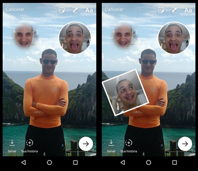 Adicionando mais uma selfie sticker ao Stories (Foto: Felipe Alencar/TechTudo) Adicionando mais uma selfie sticker ao Stories (Foto: Felipe Alencar/TechTudo)