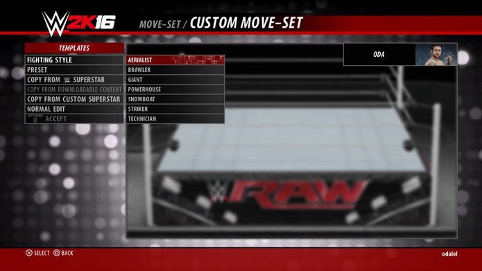 Os diferentes estilos de luta de WWE 2K16 (Foto: Reprodução/André Mello) Os diferentes estilos de luta de WWE 2K16 (Foto: Reprodução/André Mello)