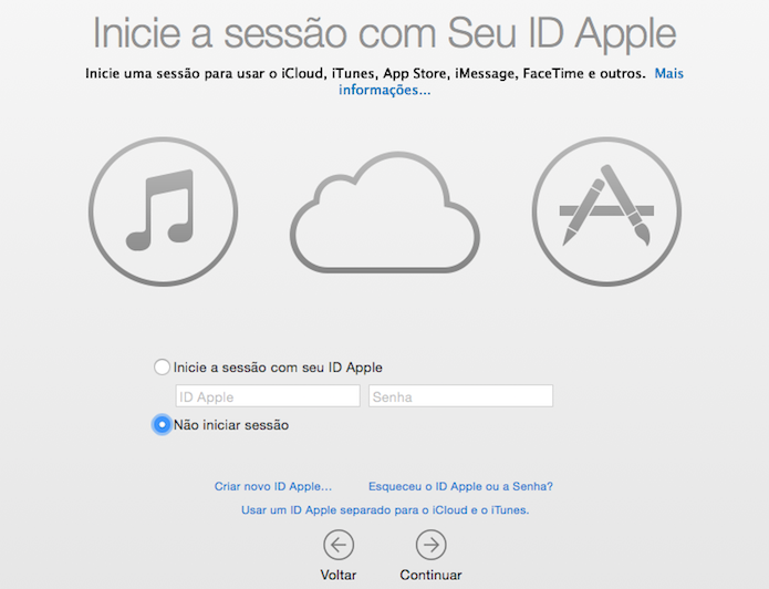 Faça login usando o seu Apple ID (Foto: Reprodução/Helito Bijora)