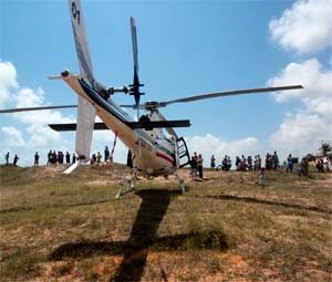 Aeronave encontrou o corpo na praia de Touros (Foto: Cedida/Sesed/RN)