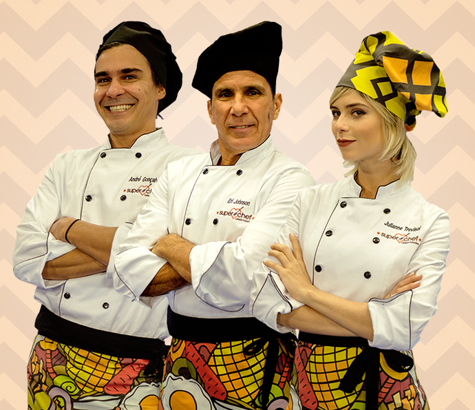 Final do Super Chef - André Gonçalves, Eri Johnson e Julianne Trevisol (Foto: Gshow)