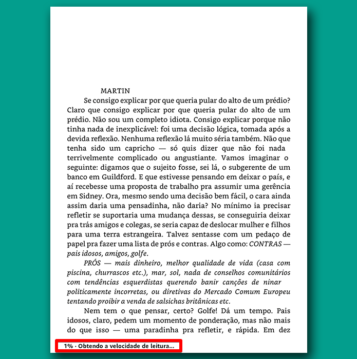 O Kindle vai observar a sua velocidade de leitura para calcular uma nova estimativa (Foto: Reprodução/Filipe Garrett)