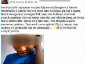 Postagem feita por Kelle em uma rede social (Foto: Reprodução / Inter TV)