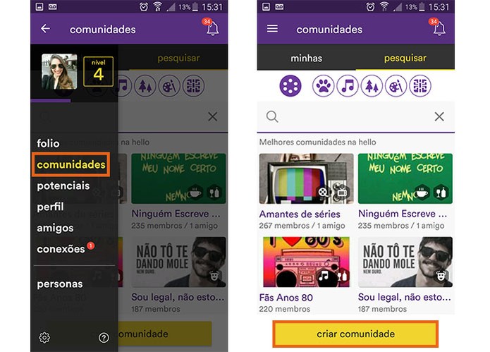Crie suas comunidades no Hello (Foto: Reprodução/Barbara Mannara)