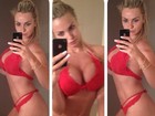 Veridiana Freitas faz selfie de lingerie vermelha
