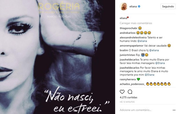 Eliana lamenta morte de Rogéria (Foto: Reprodução/Instagram)
