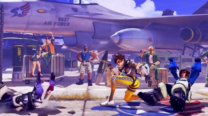 Mei e Tracer fazem uma dupla invencível em Street Fighter 5 no lugar de R. Mika e sua ajudante Nadeshiko (Foto: Reprodução/YouTube)