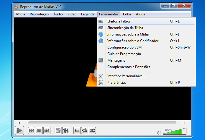 Acessando o equalizador do VLC (Foto: Reprodução/Helito Bijora)