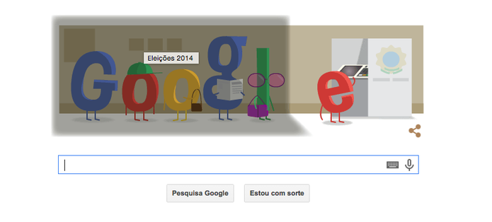 Eleições 2014, primeiro turno, é tema do Doodle do Google (Foto: Reprodução/Google) Eleições 2014, primeiro turno, é tema do Doodle do Google (Foto: Reprodução/Google)