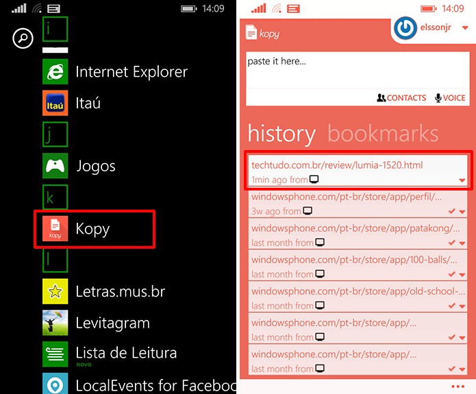 Abra o aplicativo Kopy para abrir o link do Google Chrome no seu smartphone (Foto: Reprodução/Elson de Souza)