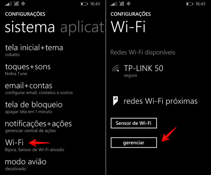Acesse as configurações do Wi-Fi (Foto: Reprodução/Helito Bijora)