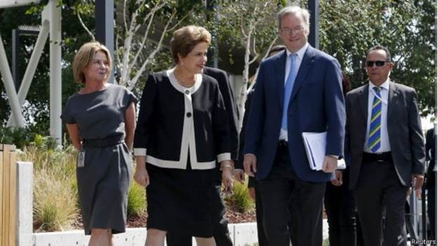  Dilma se encontrou com presidente-executivo da gigante da internet, Eric Schmidt.  (Foto: BBC)