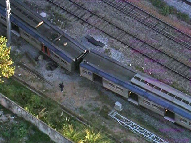 Descarrilamento de trem da linha 7-Rubi da CPTM (Foto: Reprodução/TV Globo)