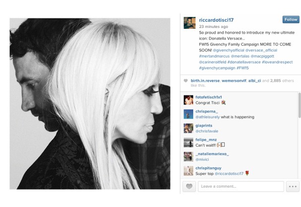 Riccardo Tisci anunciou a parceria no Instagram (Foto: Reprodução/ Instagram)