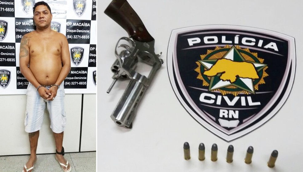 Um revólver calibre 38 foi apreendido com o suspeito  (Foto: Divulgação/Polícia Civil )