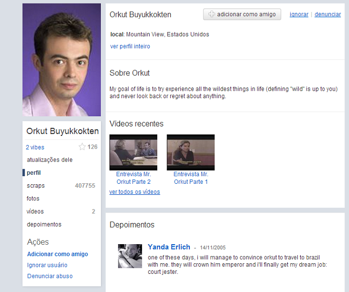 Orkut Büyükkökten com seu perfil no Orkut (Foto: Reprodução/Thiago Barros) (Foto: Orkut Büyükkökten com seu perfil no Orkut (Foto: Reprodução/Thiago Barros)) Orkut Büyükkökten com seu perfil no Orkut (Foto: Reprodução/Thiago Barros) (Foto: Orkut Büyükkökten com seu perfil no Orkut (Foto: Reprodução/Thiago Barros))