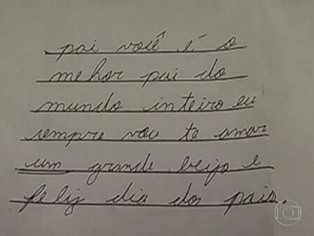 Carta escrita por Marcelo para o pai em 2012 (Foto: Reprodução/TV Globo)