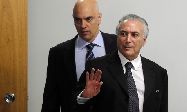 O presidente interino, Michel Temer, e o ministro da Justiça, Alexandre de Moraes