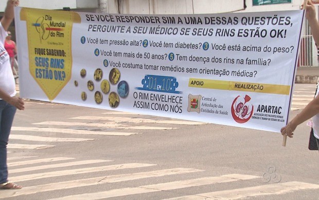 Dia mundial do rim foi comemorado com ação nas ruas de Rio Branco (Foto: Reprodução TV Acre)