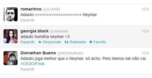 Fãs de Neymar e Adauto no twitter (Foto: Reprodução / Twitter)