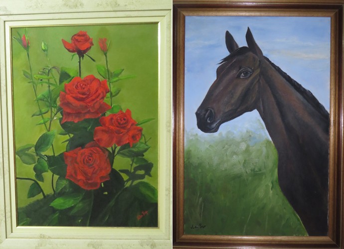 A pintura da esquerda foi feita especialmente para a mãe de Victor (Foto: Arquivo pessoal)