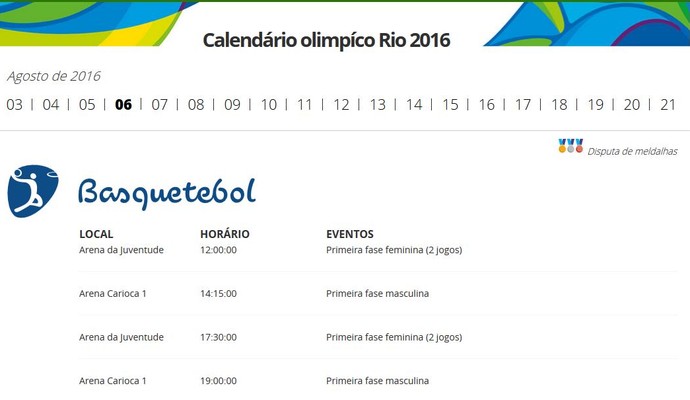 Calendário olímpico Rio 2016 (Foto: Reprodução)