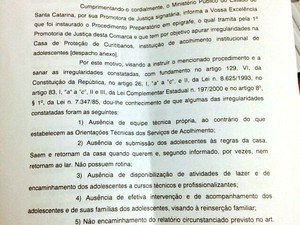 MPSC indicou irregularidades na Casa Lar (Foto: Reprodução/MPSC)