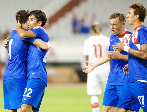 Eduardo Silva comemora gol da Croácia, Croácia e Suiça (Foto: Agência AFP)