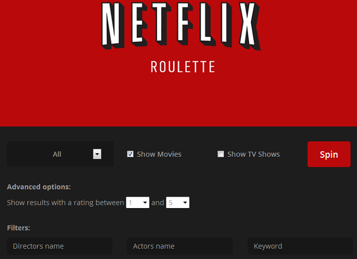 Netflix Roulette ajuda você a selecionar um filme para assistir no Netflix (Foto: Reprodução/Edivaldo Brito)