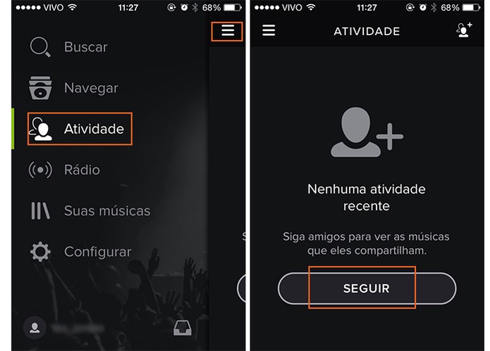 Acesse a aba lateral de atividade do seu Spotify (Foto: Reprodução/Barbara Mannara)