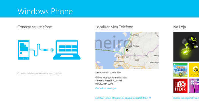 Windows Phone 8 pode transferir imagens com PC através do aplicativo do Windows 8 (Foto: Reprodução/Elson de Souza)