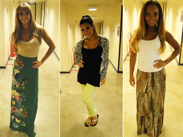 Dany Bananinha, Carla Morone, Luana Bandeira mostram look (Foto: Caldeirão do Huck / TV Globo)