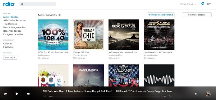 Rdio tem visual bonito (Foto: Thiago Barros/Reprodução)