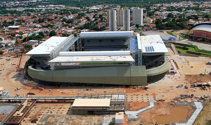 Obra da Arena Pantanal em 11 de fevereiro (Foto: Edson Rodrigues/Secopa)