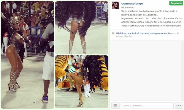 Solange Gomes em post no Instagram (Foto: Reprodução)