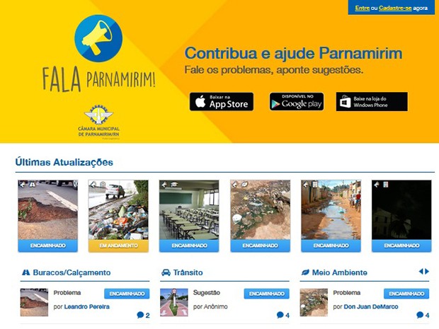 Site e aplicativo do projeto 'Fala Parnamirim' foram lançados na manhã desta quinta-feira (5) (Foto: Reprodução)