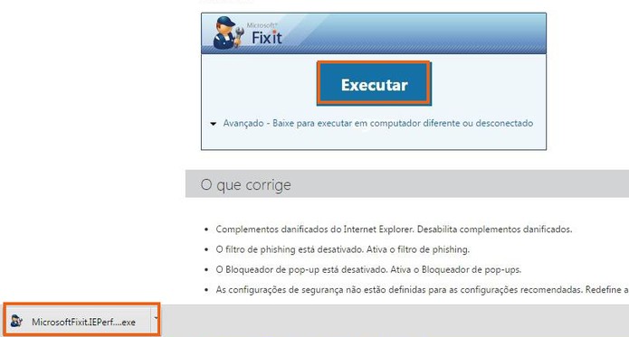 Execute e baixe a ferramenta Fix it da Microsoft (Foto: Reprodução/Barbara Mannara)