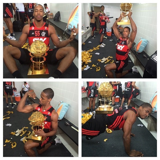 Jerome Flamengo campeão NBB 7 comemoração vestiário (Foto: Divulgação / Instagram)
