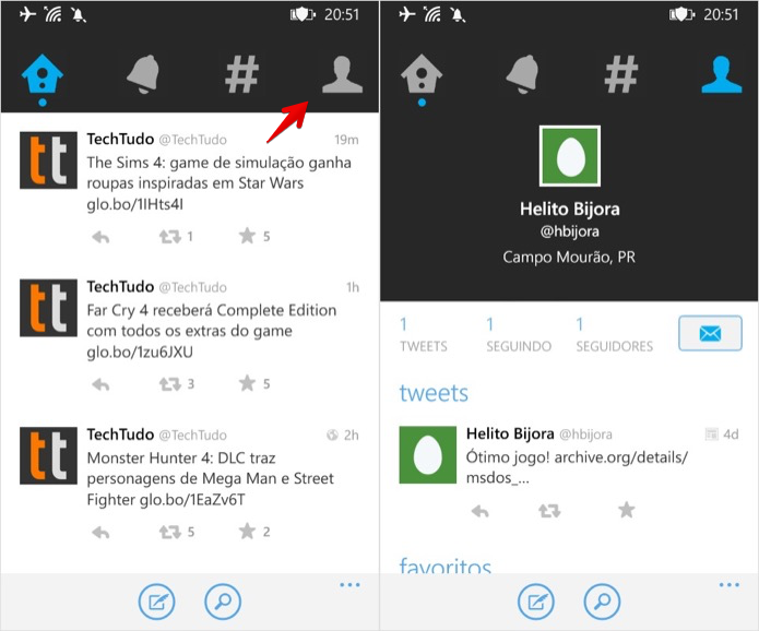 Abra o aplicativo e localize o tuíte que você quer apagar (Foto: Reprodução/Helito Bijora) 