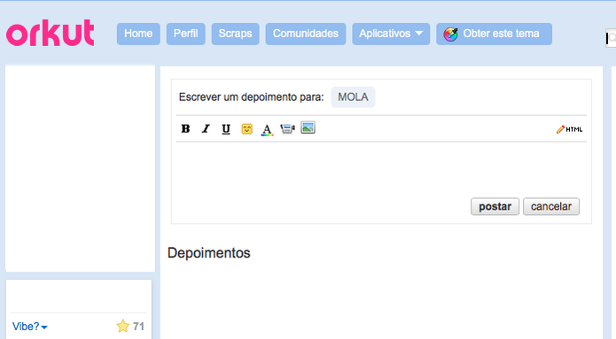 Depoimentos funcionavam como inbox no Orkut (Foto: Reprodução/TechTudo) Depoimentos funcionavam como inbox no Orkut (Foto: Reprodução/TechTudo)
