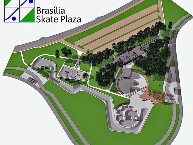 Imagem mostra projeto de Brasília Skate Plaza, prometida em 2014 pelo ex-governador Agnelo Queiroz (Foto: Divulgação)