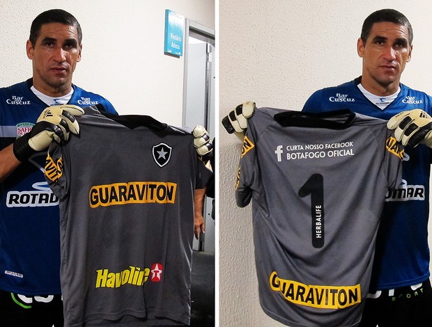 Beto com a camisa do Jefferson treze paraíba (Foto: Thales Soares/GLOBOESPORTE.COM)